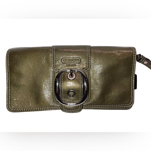 Coach Handbags - Coach - patent - wristlet - olive green- gorgeous!